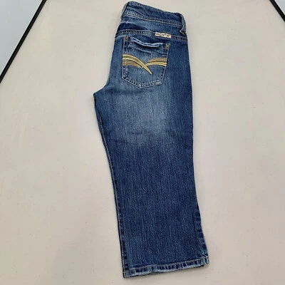 Tyte Jeans Juniors 5 Blue American Standard Distressed Embroidered Capri Womens - Image 1 of 4