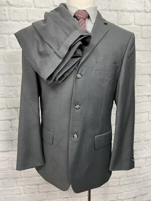 LINEAGE New York Mens Solid Gray Super Soft 2 Pc Suit 41R Jacket 36/30 Pant - Image 1 of 4