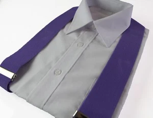 Extra Wide Heavy Duty Adjustable 120cm Violet Adult Mens Suspenders - Picture 1 of 3