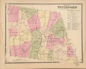 Antique Map Pittsford, VT - FW Beers Atlas of Rutland County VT 1869 - Imagen 1 de 1