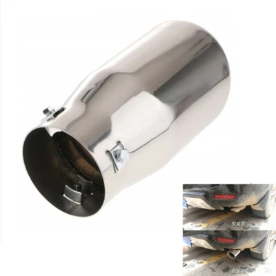 Car Rear Tail Throat Double Liner Exhaust Muffler Tip Stainless Steel Pipe Chrom - Image 1 of 4