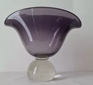 Vintage Carl Erickson Handmade Controlled Bubble Glass Amethyst Bowl - Rare Find - Picture 1 of 9