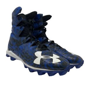 Under Armour Shoes Mens 11M Blue Black Highlight LUX High Top Football Cleats