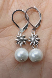 Altered Brighton Rajasthan Silver Charm Dangle Pearl Lever Back Earrings - Bild 1 von 2