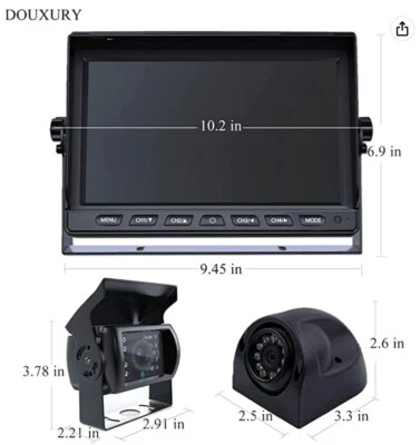 DOUXURY- RV Backup Camera System, 4 AHD Rear Side View Camera, DVR Record  - Image 1 of 2
