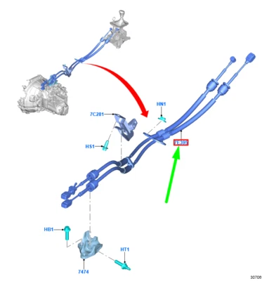 FORD FOCUS MK4 Gear Shifting Mechanism Cable 2474256 JX6R-7E395-EG NEW GENUINE - Image 1 of 2