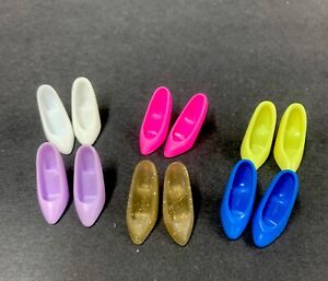 Barbie Doll Shoes 1990 PUMPS HEELS 6 pair Lot pink blue purple yellow white gold
