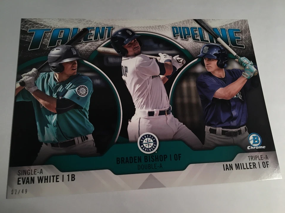 2019 Bowman Talent Pipeline Jumbo 5x7 Ian Miller White Bishop Mariners 16/49 - Image 1 of 1
