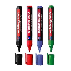 4 x Permanentmarker Edding 300, nachfüllbar, 1,5 - 3 mm, 4 Farben Set - Bild 1 von 6