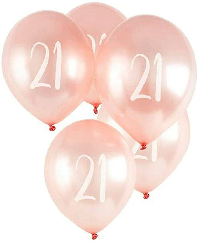 5 ROSE GOLD NUMBER 21 BALLOONS, 2 x 13.5 cm - Image 1 of 1