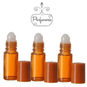 Orange Glass Roll On Bottles 1/6oz, Empty Roller Ball Bottle, Refillable - Picture 1 of 16