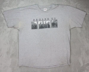 Vintage 2002 Eagles Band Tour Made in USA Gray Distressed Worn T-shirt 2X - Picture 1 of 5