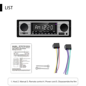 Single DIN Car Radio Classic Retro Look Brushed Metal Mechless Bluetooth USB AUX - Picture 1 of 11