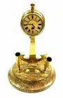 Antique Nautical Brass Ship Telegraph Pen Holder with Clock on Wooden Base Decor