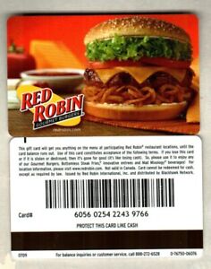 RED ROBIN Gourmet Burger 2009 Gift Card ( $0 )