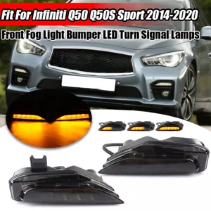 For 14~20 Infiniti Q50 Sport Sequential Bumper Turn Signal Fog Light Assemblies - Picture 1 of 10