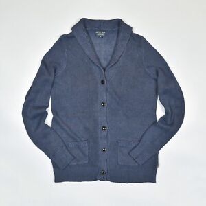 POLO Jeans Ralph Lauren Women's LINEN Blend Chunky-Knit Cardigan Pullover Blue M