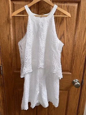 Lilly Pulitzer 12 Edona Romper White Lace Shorts Sleeveless Halter  - Image 1 of 4