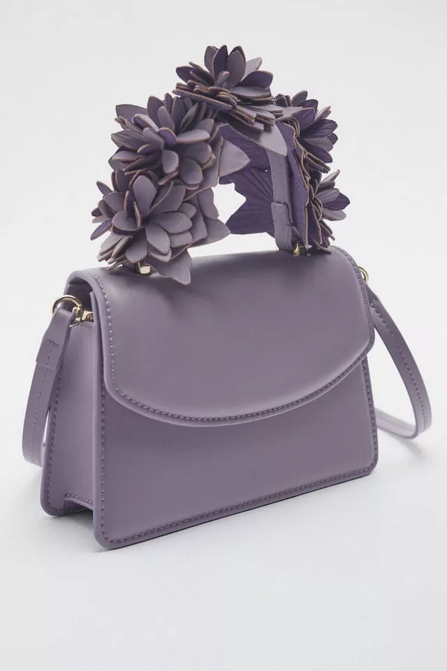 Zara mauve purple mini floral square handbag bloggers BNWT - Image 1 of 4