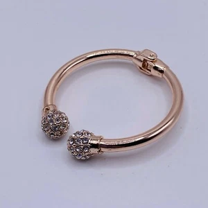 Swarovski Elements Crystal Rose Goldtone Ball Hinged Bracelet New Made With - Picture 1 of 5