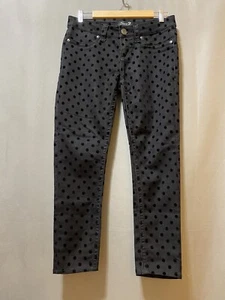 Seven7 Women's Zip-Front Low-Rise Stretch Skinny Jeans Size 28 Black Velvet Dots - Picture 1 of 13