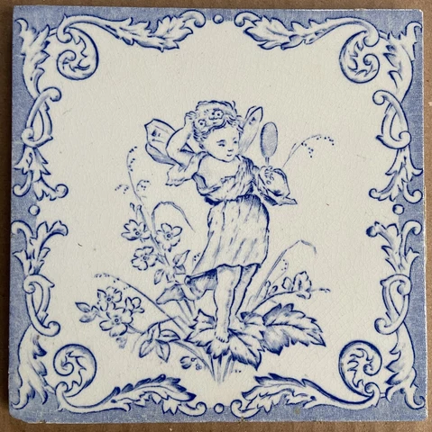 ANTIQUE MAJOLICA TILE - BELGIUM HEMIXEN C1900 (Transfer) Cover