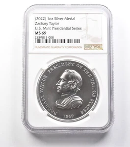 (2022) 1 Oz Silver Medal Zachary Taylor US Mint Presidential Ser. MS69 NGC *9933 - Picture 1 of 3