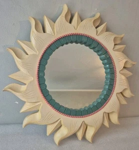 Vintage Home Interior Southwestern Aztec Flaming Sun Mirror 14" - Picture 1 of 2