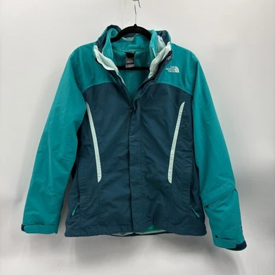 The North Face HyVent 3 in 1 Teal Blue Waterproof Ski Jacket Women's Large - Image 1 of 4