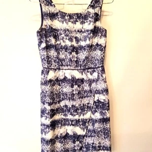 Katherine Kelly Sun Dress Faux Wrap Navy Round Neck Sleeve Less Women's Size 6 - Picture 1 of 8