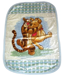 Disney Winnie the Pooh Tigger Hugging Plush Baby Toddler Blanket Blue Green - Picture 1 of 2