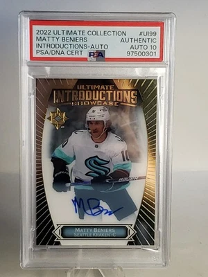 Matty Beniers 2022-23 UD Ultimate Introductions Showcase Auto Kraken PSA RC - Image 1 of 3