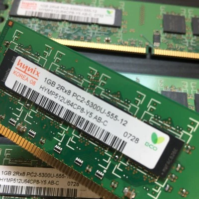 2PCS Hynix 1GB 2Rx8 PC2-5300U-555-12 HYMP512U64CP8-Y5 AB-C 0728 Memory RAM Stick - Image 1 of 4