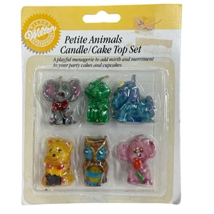 NEU VTG Wilton Petite Animal Friends Geburtstag Kerzen Kuchen Top 6er Set 1988 - Bild 1 von 3