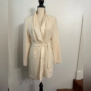 Alt Christine Elfenbein Creme Gefütterter Smoking Blazer mit Bindeband vorne Elegant.  Größe 8 - Bild 1 von 8