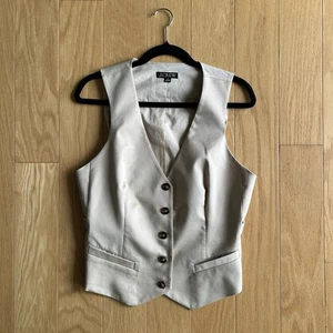 J. Crew hellbraun ärmellos Smoking Weste Schildpatt Knöpfe 98 % Baumwolle Größe 12 - Bild 1 von 6