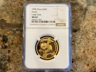 1996 1/2 Oz 50 Yuan China Gold Panda Coin Large Date MS 69 - Image 1 of 2