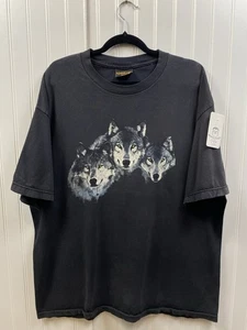 Vintage 90s Marshlands Canada Wolf Tshirt Men’s XL Faded Black Nature Wolves - Picture 1 of 4
