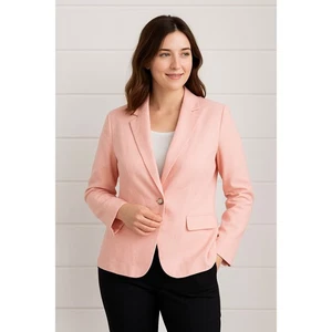 Calvin Klein Women’s Size 16 Linen‑Blend Pink Blazer Jacket Light Peony - Picture 1 of 8
