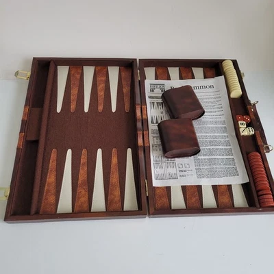 Vintage Backgammon Set By Pavillon Brown White Board Family Game Night Descript! - Image 1 of 4