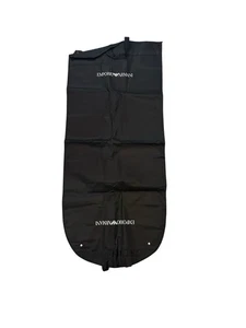 "Emporio Armani Logo Almacenamiento Viaje Vestido Traje Bolsa Antipolvo Cubierta 53""x23"" Negro Broches a presión" - Imagen 1 de 2