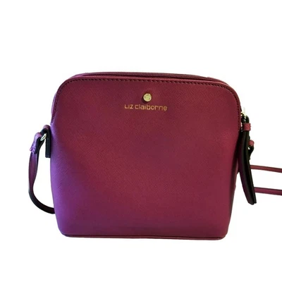 Bolso Bandolera Liz Claiborne Rojo Profundo Borgoña Cúpula Cremallera Cartera Silencioso Lujo  Foto 1 de 4
