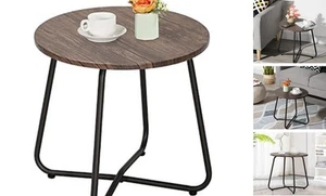 Side/End/Coffee/Snack Table,Industrial Round Style Storage Shelf Brown 1 set - Picture 1 of 8