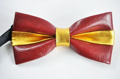  Мужской ПВХ искусственная кожа золотой темно-красный сияющий галстук-бабочка свадебная вечеринка - Изображение 1 из 3