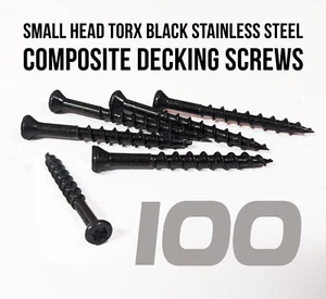 100 Black Stainless Steel Screws for Composite Decking Clips - Torx Small Head - Picture 1 of 2