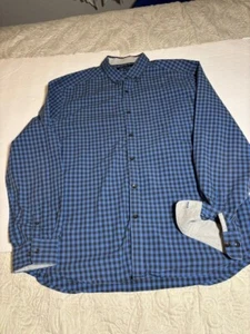 Kenneth Cole New York Long Sleeve Button Down Blue Check Dress Shirt  XL - Picture 1 of 8