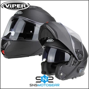Viper RS-V191 Blinc Bluetooth Flip-Up Motorcycle Helmet - Matt Black - Picture 1 of 5