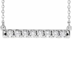 F/VS .50Ct Bar Diamond Pendant Necklace in 14k White or Yellow Gold Lab Grown