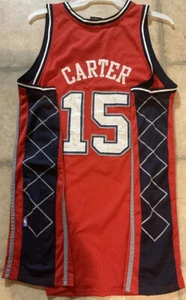 NBA VINCE CARTER #15 NETS LONG XL JERSEY THROWBACK RETRO RARE RED VINTAGE CSTORE - Picture 1 of 13