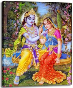 KrishnaCulture Radha and Krishna on Swing CV34TC Canvas Art 10x12" - Picture 1 of 1